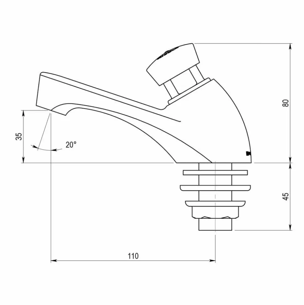 Grifo Temporizado Lavabo Un Agua Repisa Accionamiento Mediante Pulsador. PRESTO 605 (f) Pack 3 Unidades 34601 Agua Fría – PA-34601 – Presto Iberica