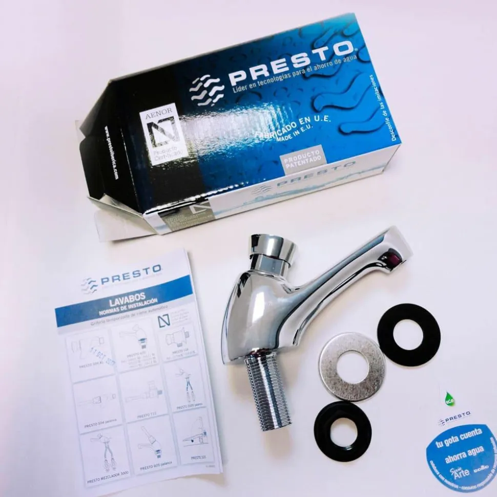 Grifo Temporizado Lavabo Un Agua Repisa Accionamiento Mediante Pulsador. PRESTO 605 (f) Pack 3 Unidades 34601 Agua Fría – PA-34601 – Presto Iberica