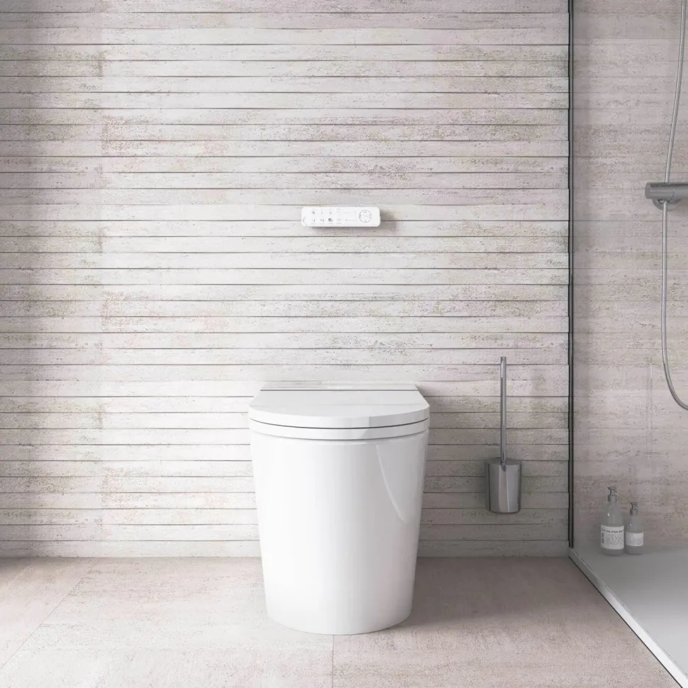 Inodoro A Suelo Con Cisterna Incorporada Con Función De Lavado Agua Fria Y Caliente Smart Toilet Con Display Blanco – Rada + – Mizubath -HNMRADA0010024