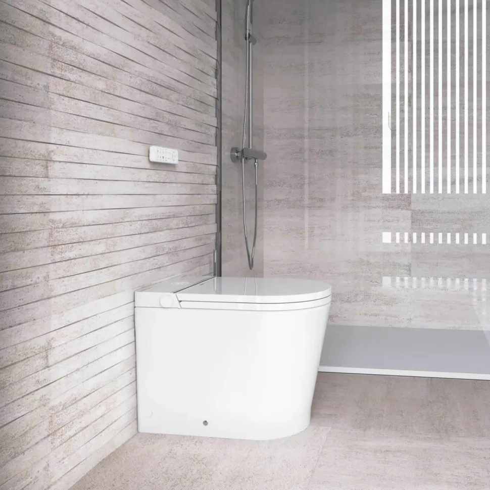 Inodoro A Suelo Con Cisterna Incorporada Con Función De Lavado Agua Fria Y Caliente Smart Toilet Con Display Blanco – Rada + – Mizubath -HNMRADA0010024