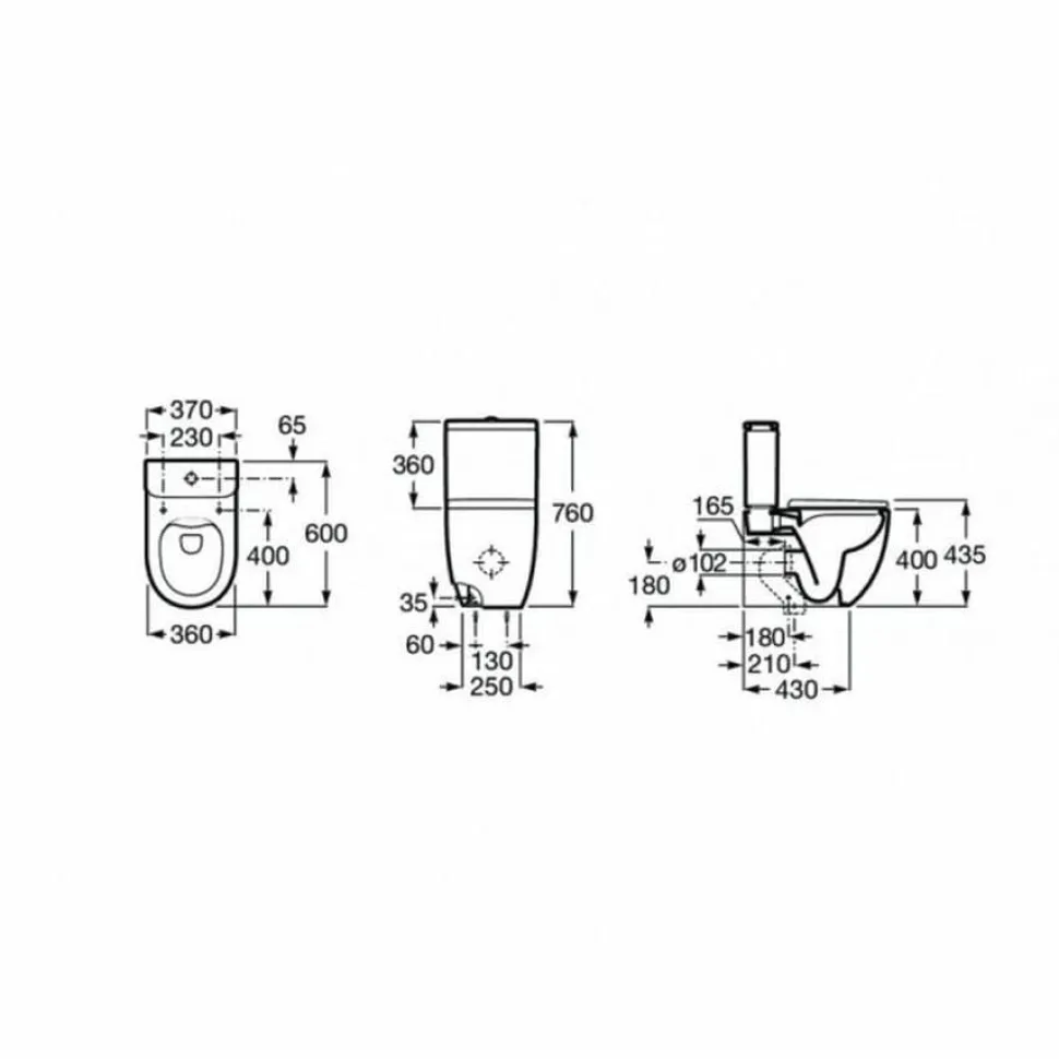 Inodoro Completo Altura Confort Adosado A Pared Con Salida Dual (incluye Taza, Cisterna De Alimentación Inferior Y Tapa De Supralit®) – Roca – Meridian – A34224C00U/A341242000/A8012AB004