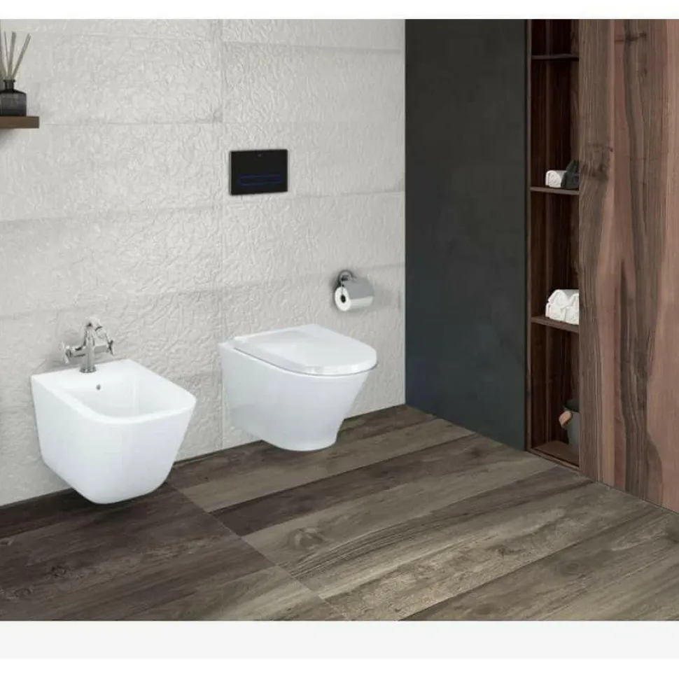 Inodoro Suspendido Con Salida Horizontal Y Fijaciones Ocultas (incluye Taza Rimless Y Tapa) – The Gap Round – Roca – A3460NL000/A801D10001