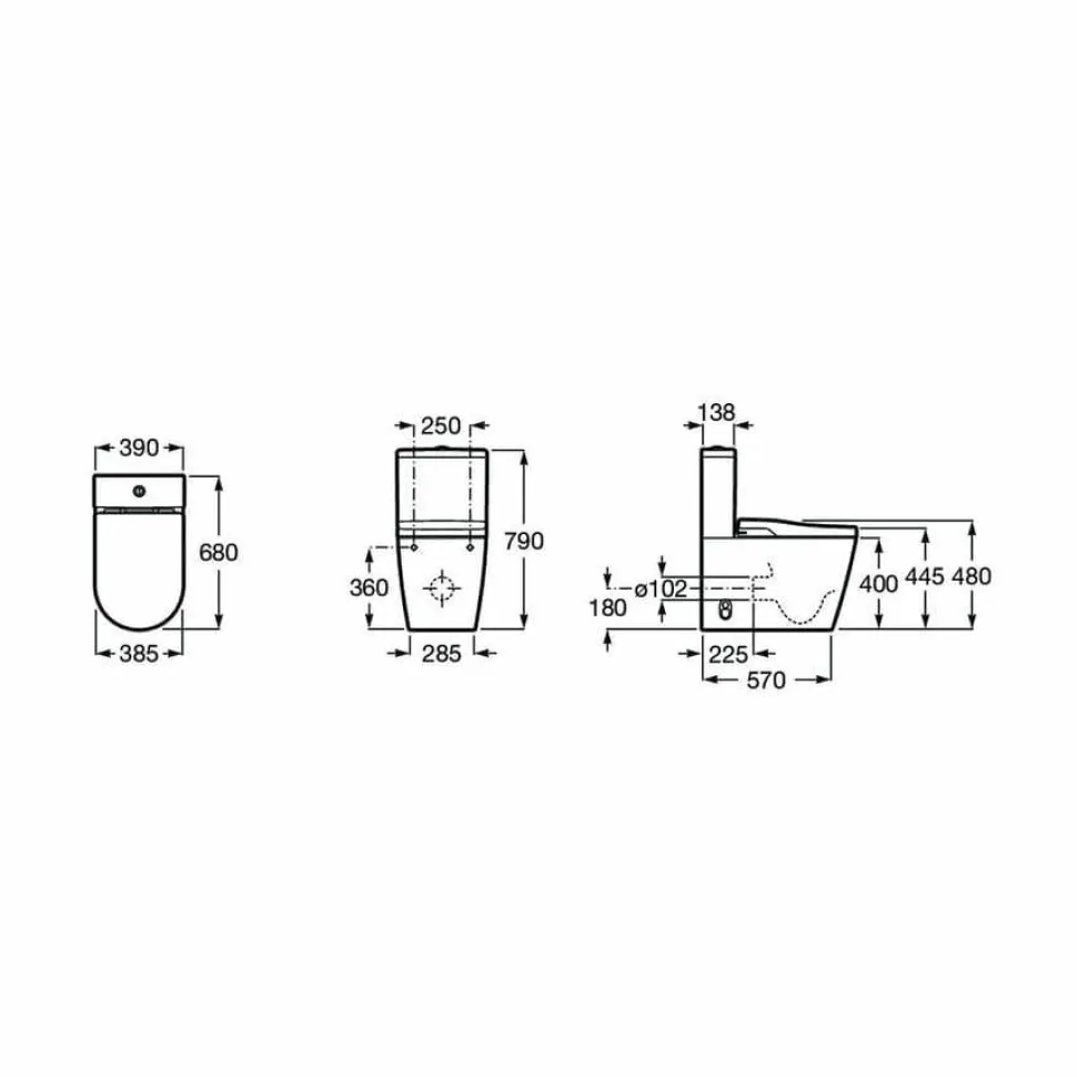 In-Wash® Inspira – Smart Toilet Adosado A Pared Rimless Con Salida Dual. Incluye Cisterna, Tapa Y Asiento. Necesita Toma De Red – Roca – A80306L001