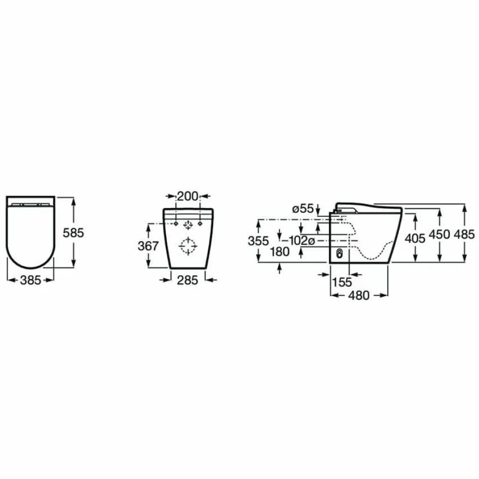In-Wash® Inspira – Smart Toilet Adosado A Pared Rimless Para Tanque Empotrable. Incluye Tapa Y Asiento. Necesita Toma De Red – Roca – A803063001