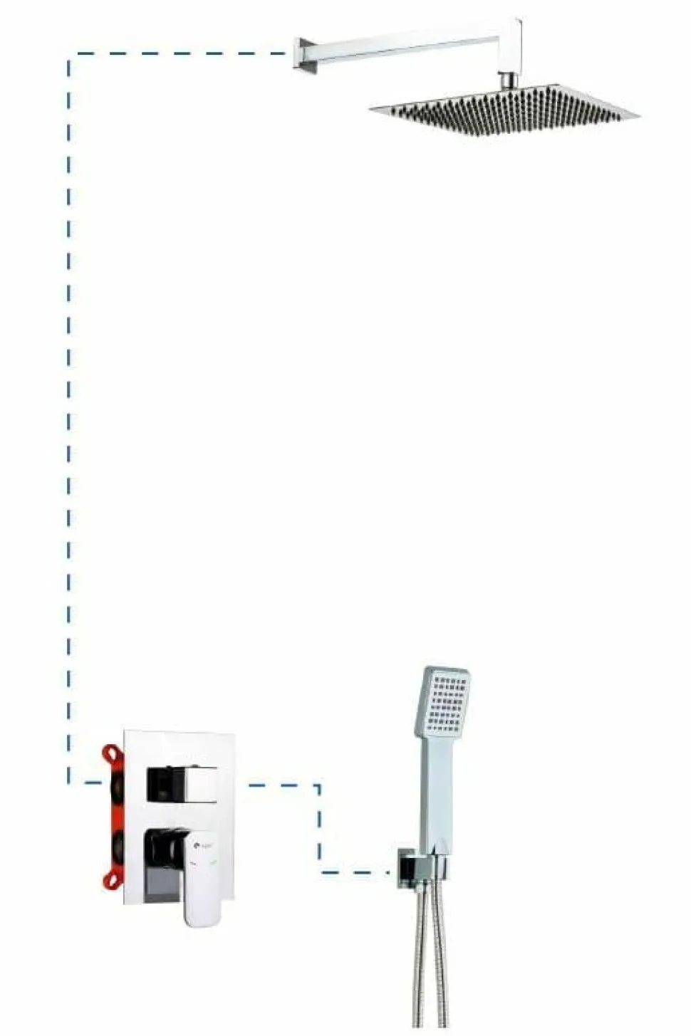 Kit De Ducha Empotrar, Conjunto De Ducha Arles Cromo Con Rociador – 19ARLEC20502 – AQG