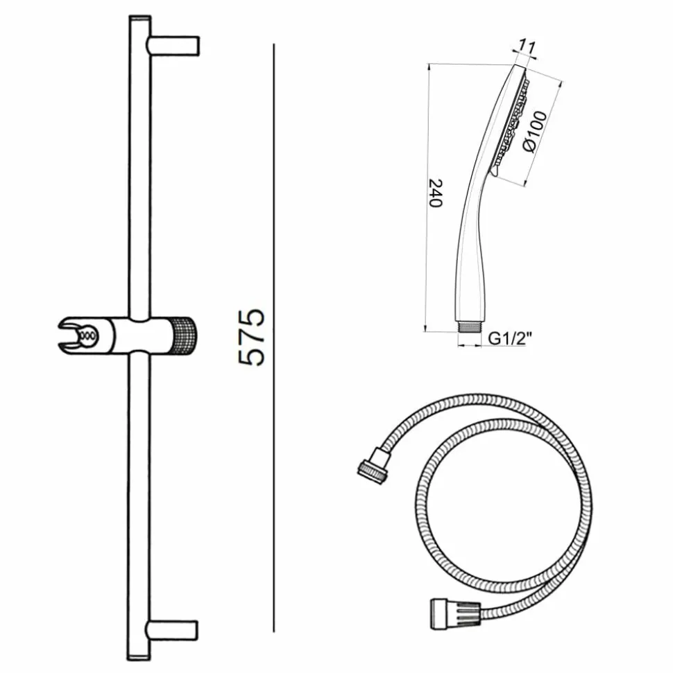 Kit Ducha Tekno Con Accesorios Slim Cromo Flexo Pvc – 367510 – Galindo
