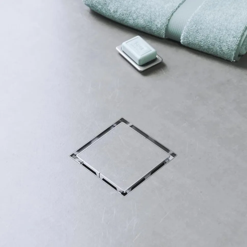 Kit Para Plato De Obra Con Sumidero Ruber Reducido Con Sifón De 30 Mm Y Rejilla EVOLUX MICROCEMENTO INOX 11,6X11,6 Reducido – EVOLUX -IE47008R – Estil Gurú