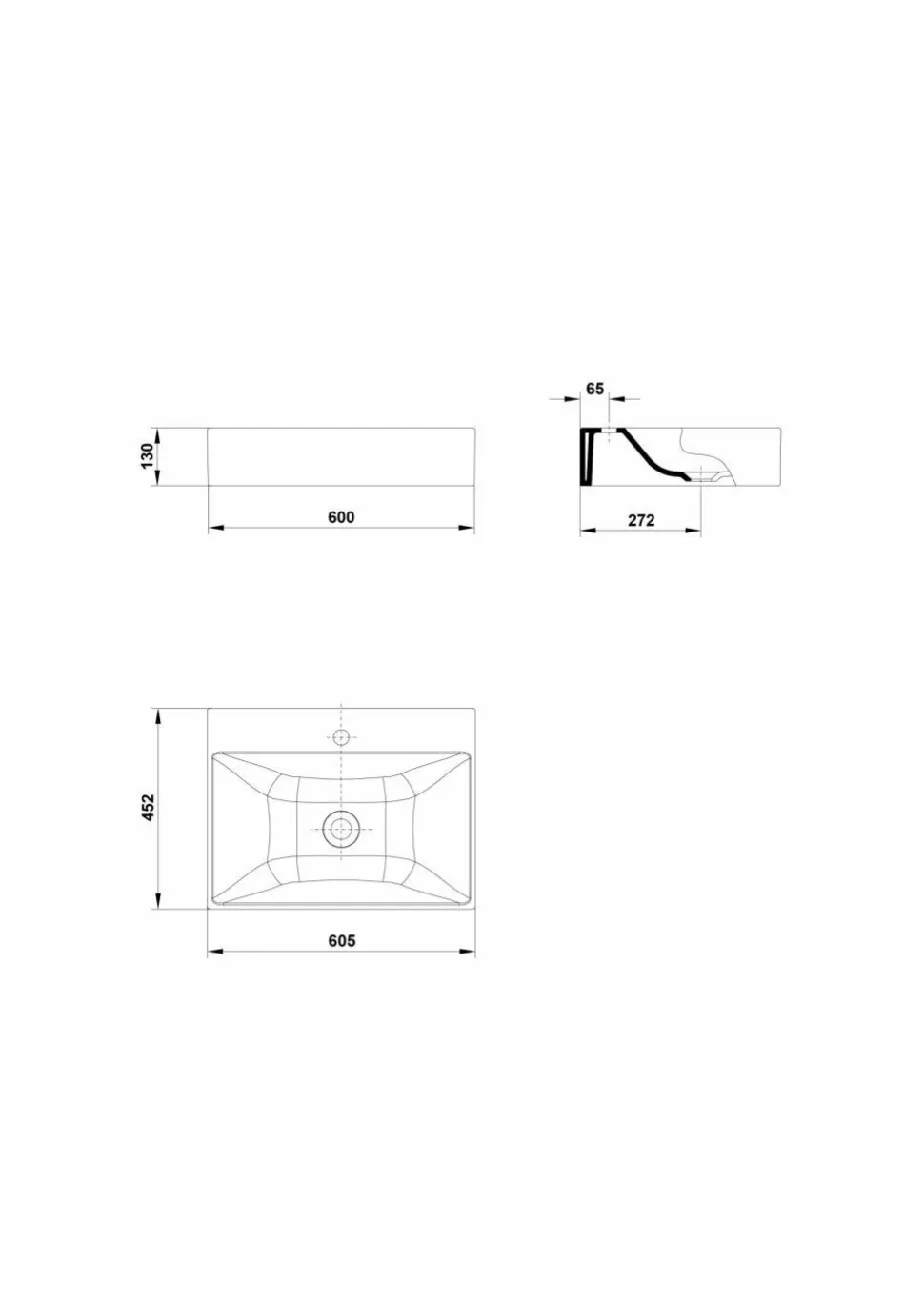 Lavabo Albus De 60X45 Sin Rebosadero Y Con Orificio Para Grifo – Gala – G1021501