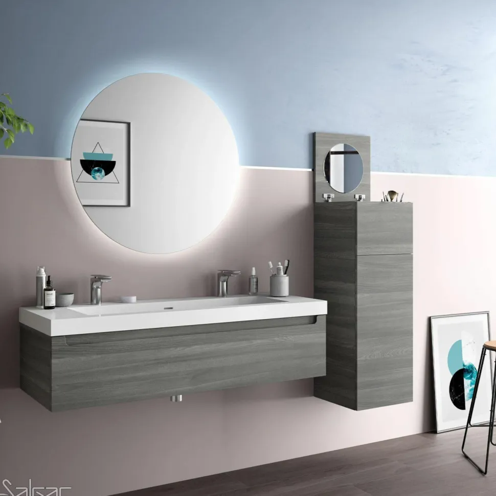Lavabo De Carga Mineral Con Seno XL Y Dos Huecos Para Grifos- Toscana – Salgar