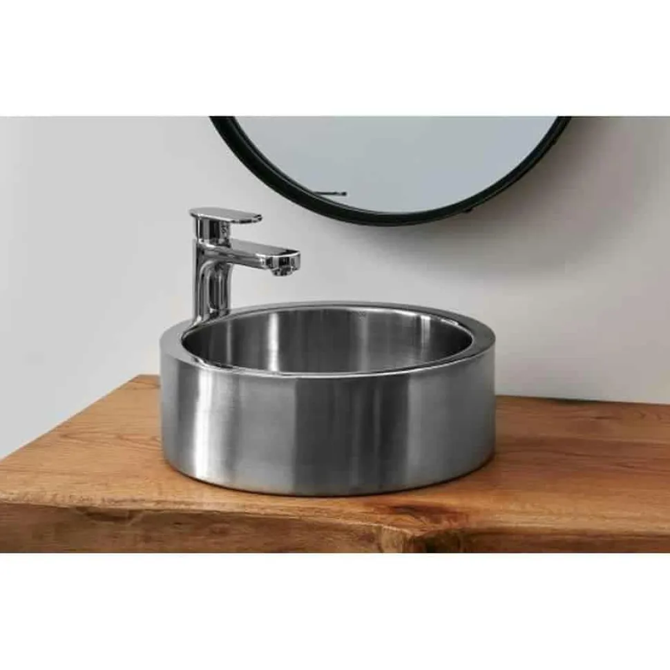 Lavabo Sobre Encimera Acero Satinado 8311 – Oruña – Bathco