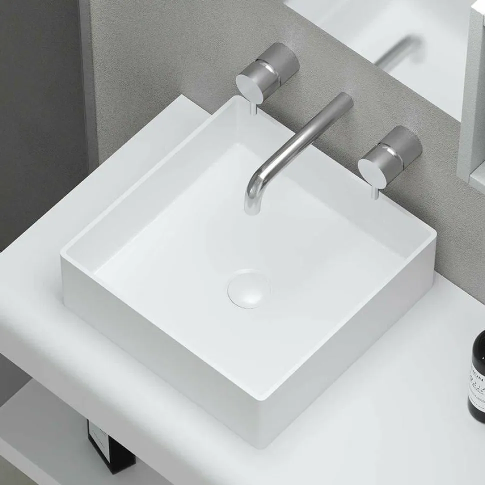 Lavabo Sobre Encimera De SolidSurface – Square – Baños10