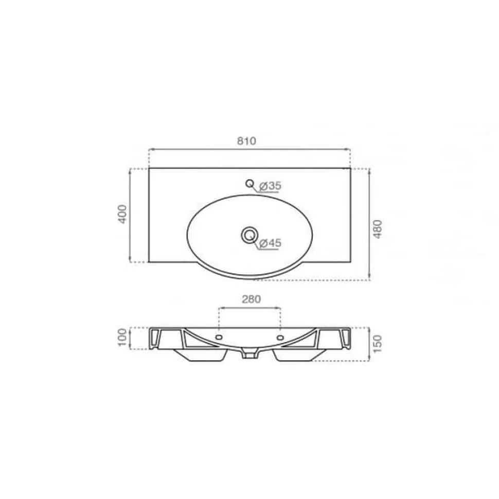 Lavabo Suspendido 80/100 Cm – Copenhague – Bathco