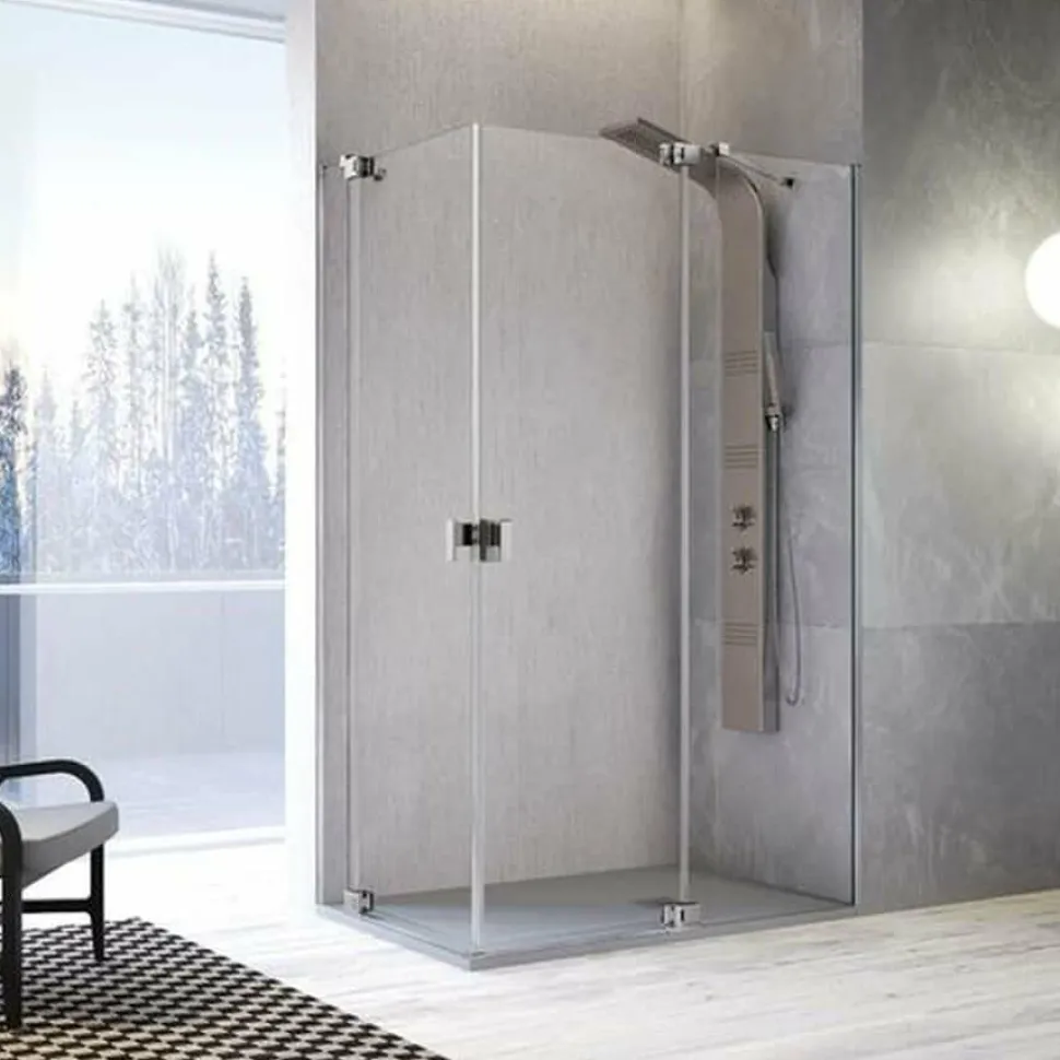 Mampara Angular De Ducha 2 Fijos + 2 Puertas Abisagradas Pivotantes – Sula SL603+SL603 – Kassandra