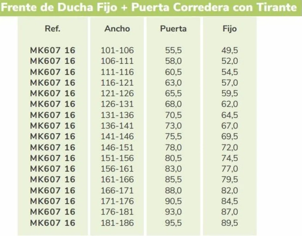 Mampara De Ducha Frontal Fijo + Puerta Corredera Deslizable Por La Parte Inferior Perfil Negro Con Apertura, Sin Cierre MK607 – Moka – Kassandra