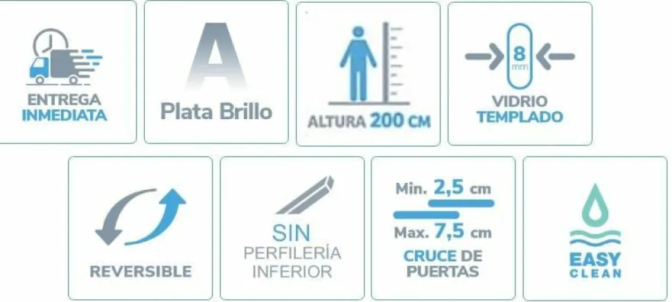 Mampara De Ducha Frontal Fijo + Puerta Corredera Deslizable Por La Parte Inferior Perfil Cromo Con Apertura, Sin Cierre MK607 – Moka – Kassandra
