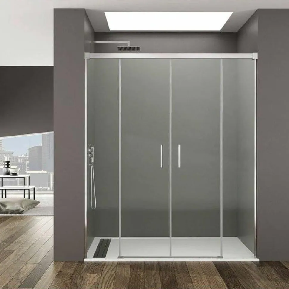 Mampara De Ducha Frontal 2 Fijos + 2 Correderas Transparentes – Basic – GME