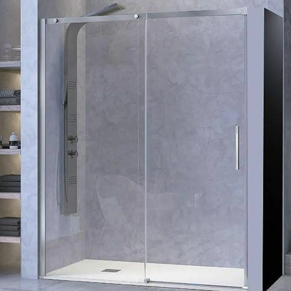Mampara De Ducha Frontal 1 Fijo + 1 Puerta Corredera Vidrio Transparente – Luna LU102 – Kassandra