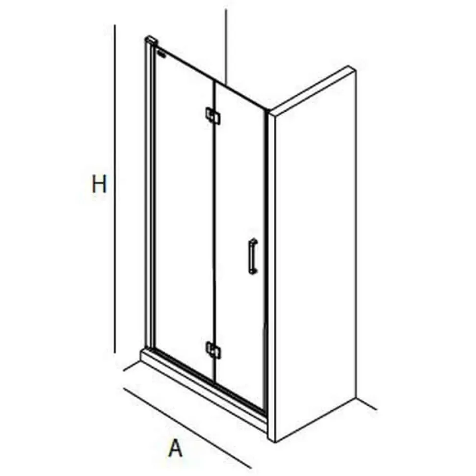 Mampara Frontal De Ducha De Puerta Abatible/plegable Altura 230 Cm – Serie Odense – Salgar