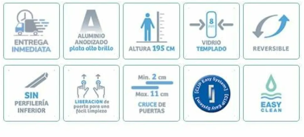Mampara Frontal De Ducha Fijo + Puerta Corredera TN102 16 – Triana – Kassandra