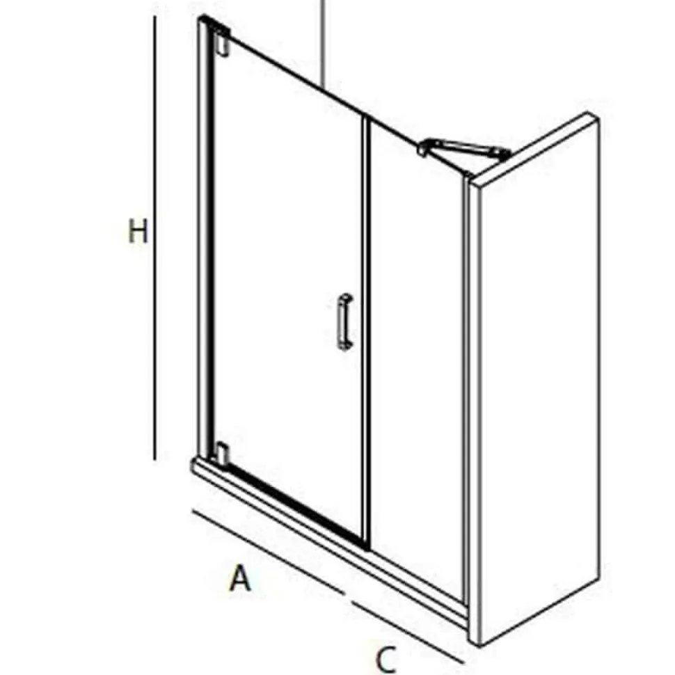 Mampara Frontal De Una Puerta Abatible Pivotante Con Fijo En Linea – Serie Malmö – Salgar
