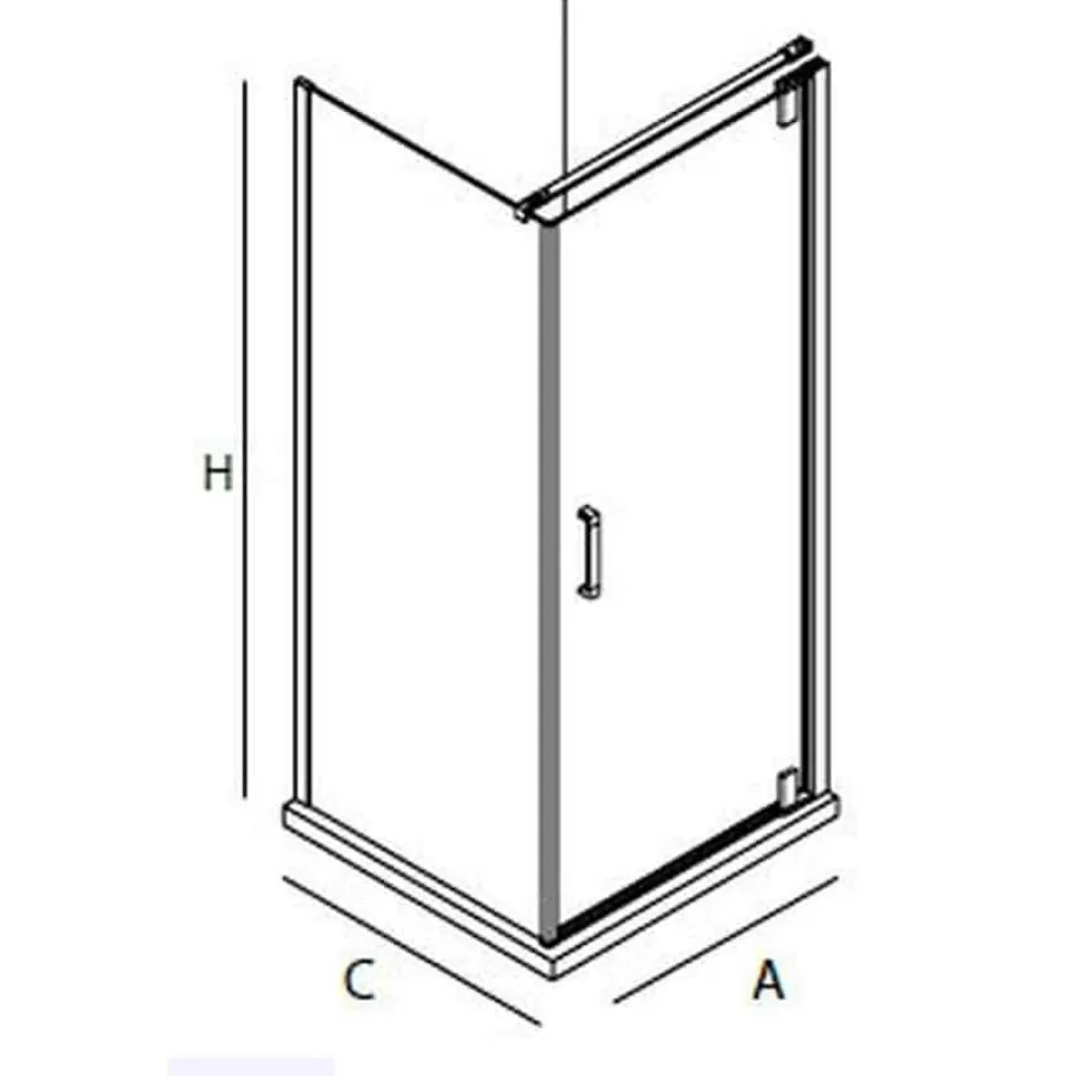 Mampara Frontal Ducha De Puerta Abatible Pivotante Y Lateral Fijo – Serie Malmö – Salgar