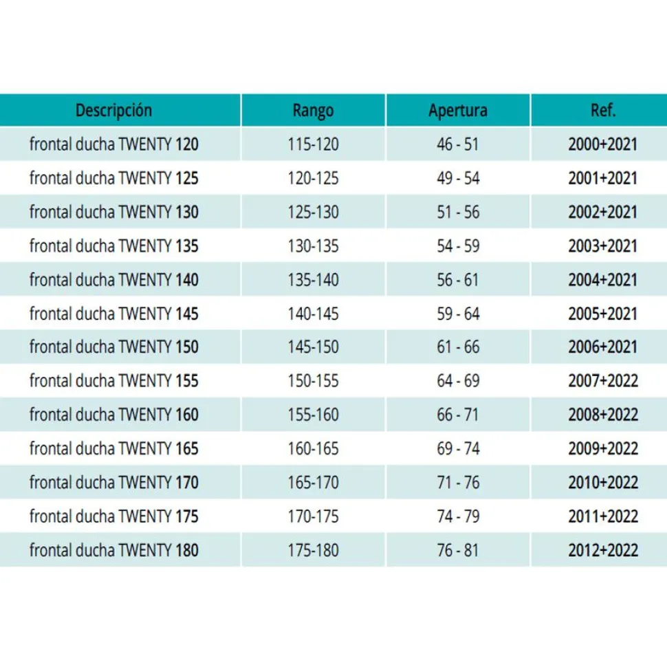 Mampara Frontal 1 Fijo + 1 Corredera – Twenty – GME