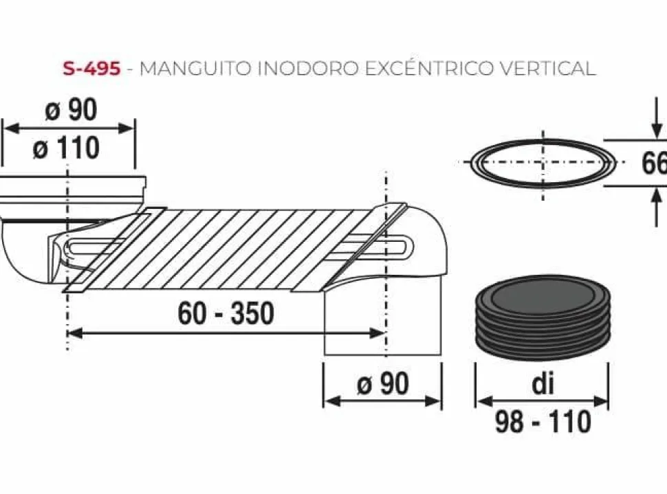 Manguito Inodoro Excéntrico Vertical Medida Ø 110mm – S495.021421 – Jimten