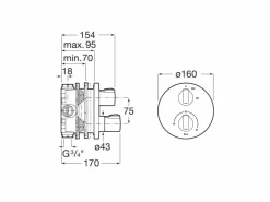 Mezclador Termostático Empotrable Para Baño – T-1000 – Roca – A5A2E09CN0