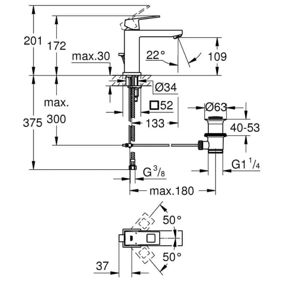 Monomando De Lavabo , Tamaño M – Eurocube – Groge