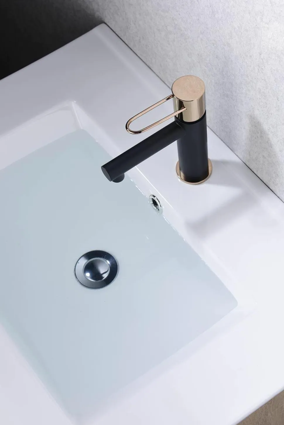 Monomando Lavabo Milos Negro Oro Rosa – BDY027-1NOR – Imex