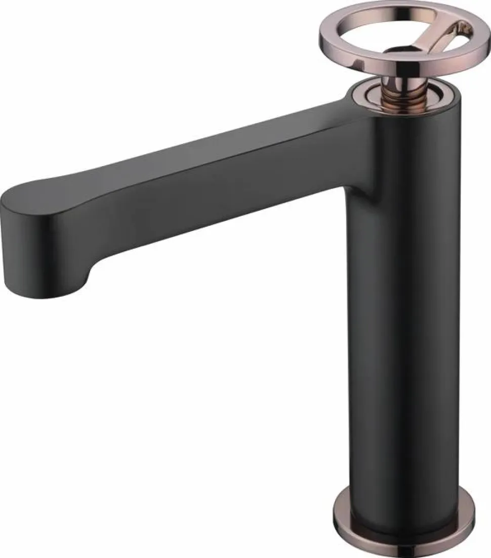Monomando Lavabo Olimpo Negro Oro Rosa – BDC033-1NOR – Imex