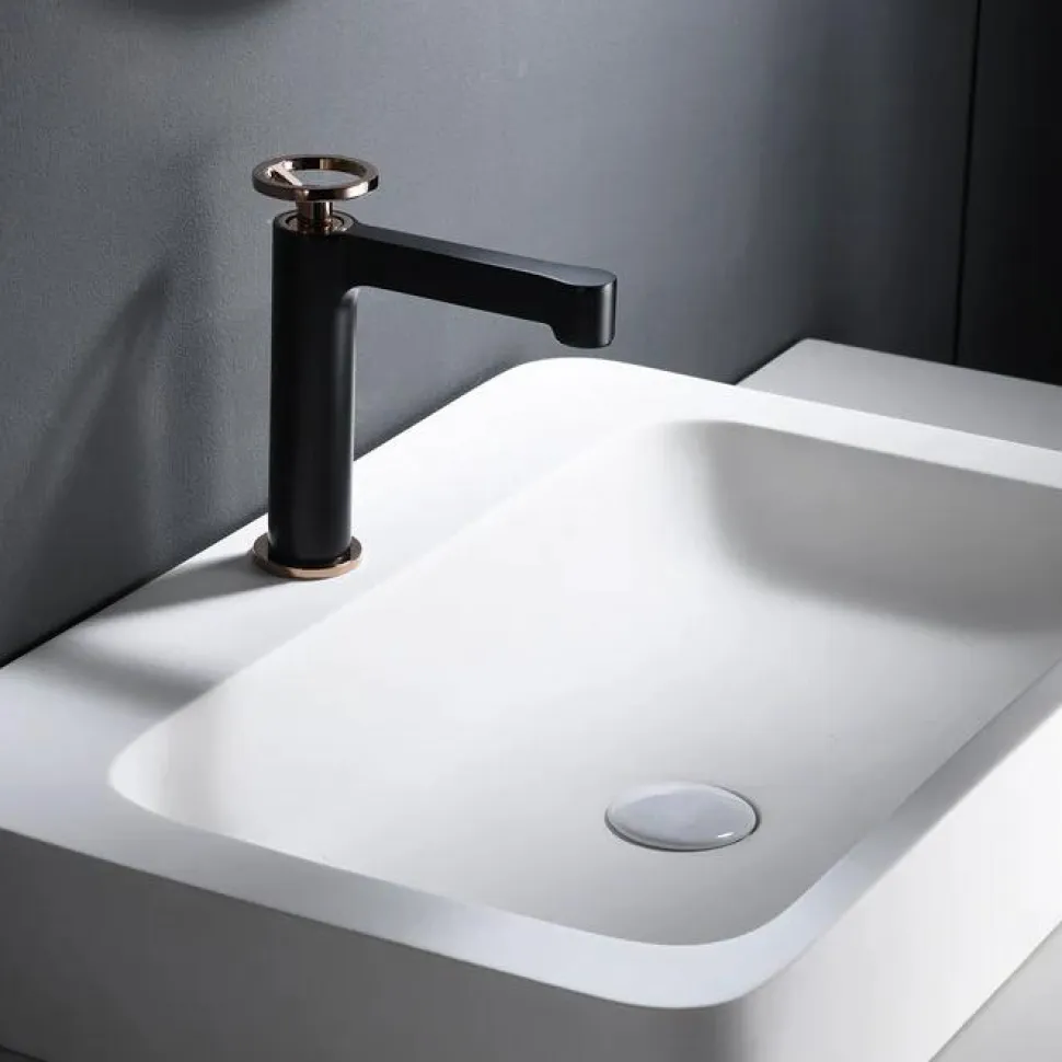 Monomando Lavabo Olimpo Negro Oro Rosa – BDC033-1NOR – Imex