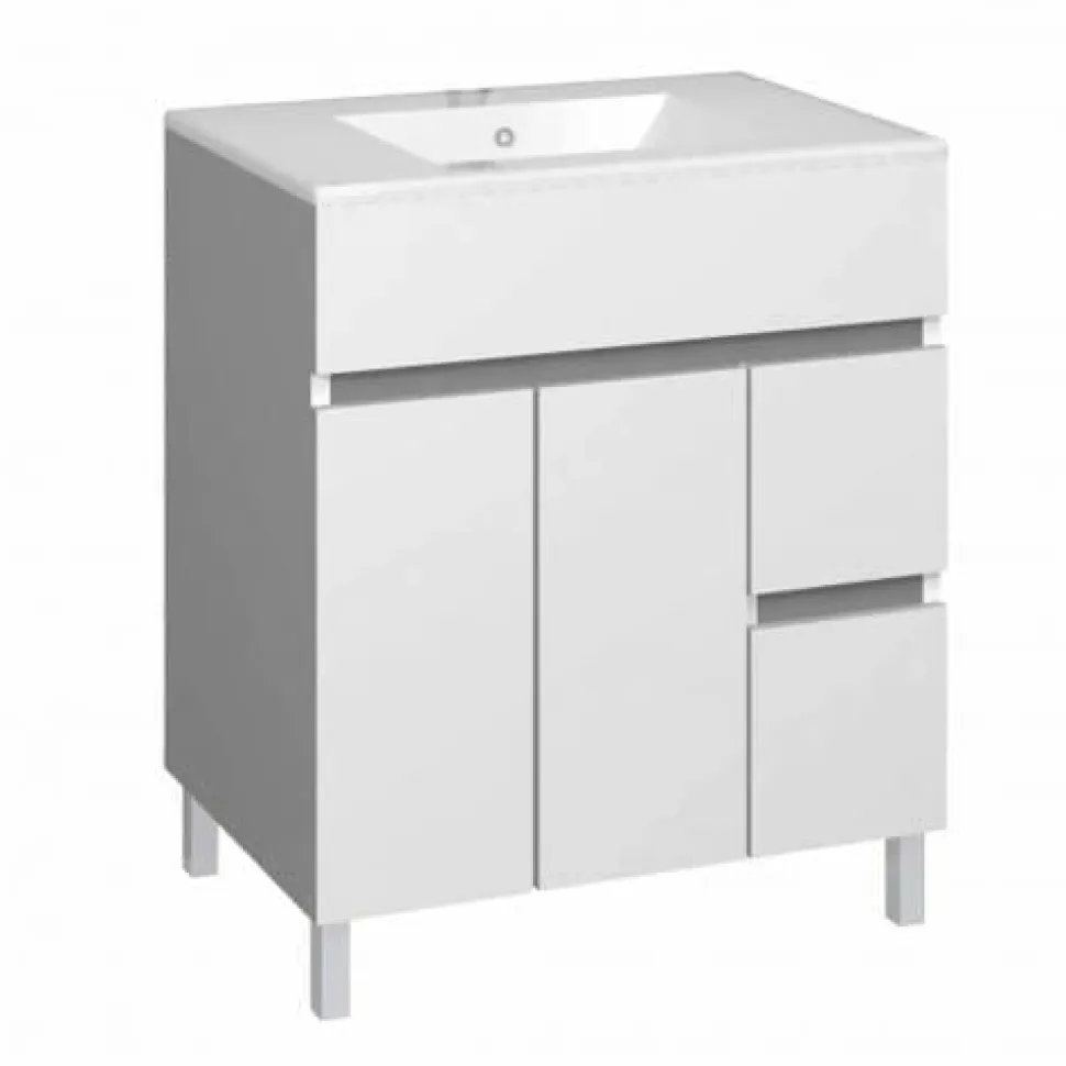 Mueble De Baño A Suelo Baho MATTY Blanco Con 2 Puertas Y 2 Cajones – Gamma – Matty