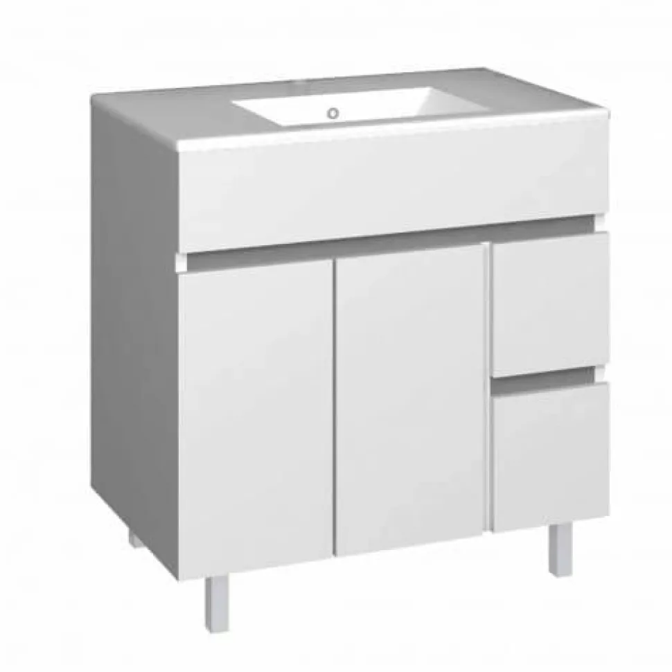 Mueble De Baño A Suelo Baho MATTY Blanco Con 2 Puertas Y 2 Cajones – Gamma – Matty