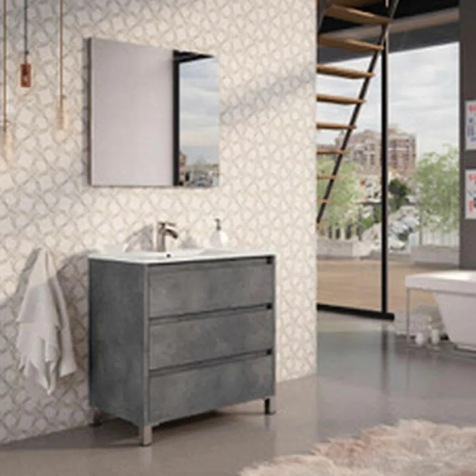 Mueble De Baño A Suelo 3 Cajones + Lavabo – Atenea – Banium
