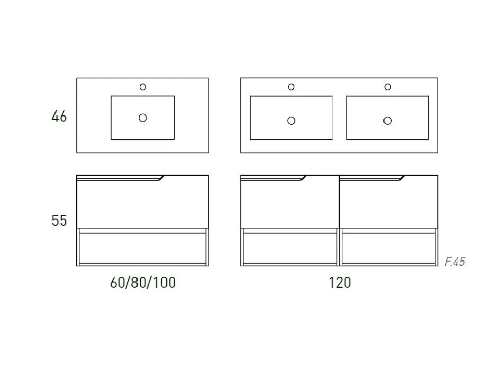 Mueble De 1 Cajón Y Un Hueco + Lavabo Ceramico Flat – Eleven – Visobath
