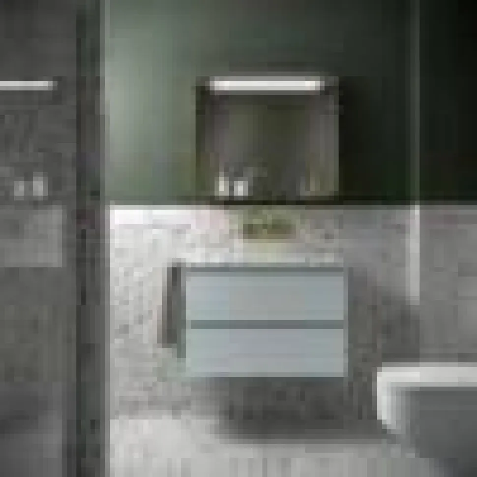 Mueble Suspendido 2 Cajones 60 Cm Con Tirador En Cromo Brillo Y Lavabo Porcelana – Spirit – Salgar