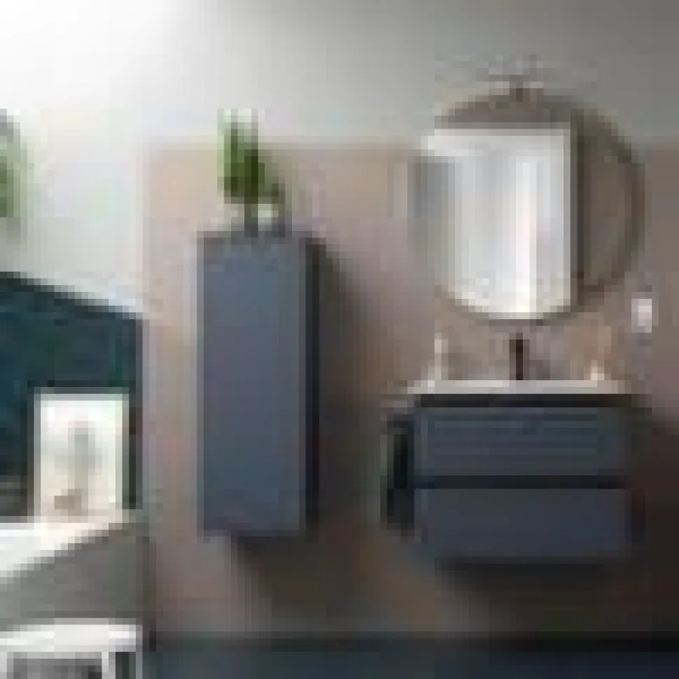 Mueble Suspendido 2 Cajones 60 Cm Con Tirador En Blanco Soft Y Lavabo Porcelana – Spirit – Salgar