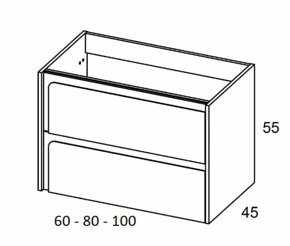 Mueble Suspendido 2 Cajones Combinando Acabados Fondo Aliso Y Frente A Elegir – Indico – Visobath