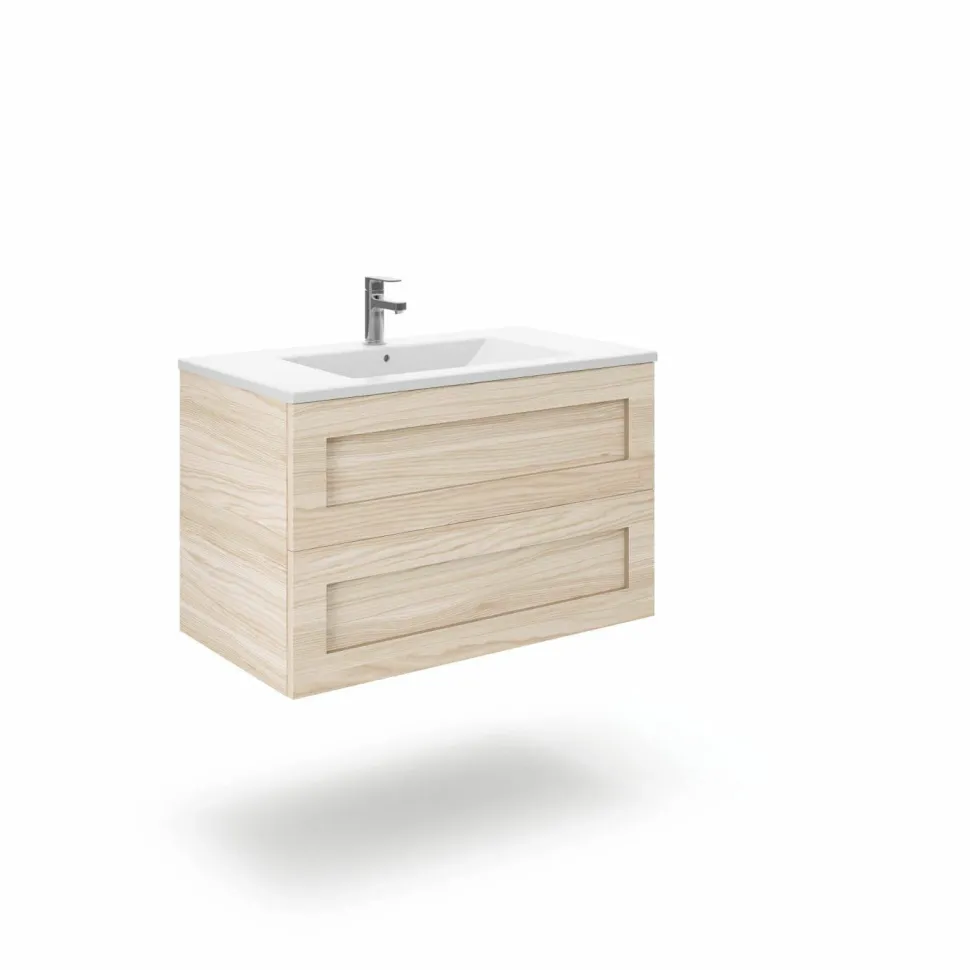 Mueble Suspendido 2 Cajones + Encimera Ceramica Center, Compacto Alta Calidad – Lineal – Urban – Aja