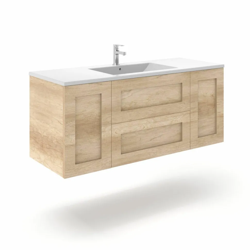Mueble Suspendido 2 Cajones + 2 Puertas Compacto + Encimera Ceramica Center, Alta Calidad – Lineal – Urban – Aja