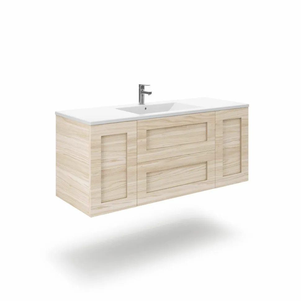Mueble Suspendido 2 Cajones + 2 Puertas Compacto + Encimera Ceramica Center, Alta Calidad – Lineal – Urban – Aja