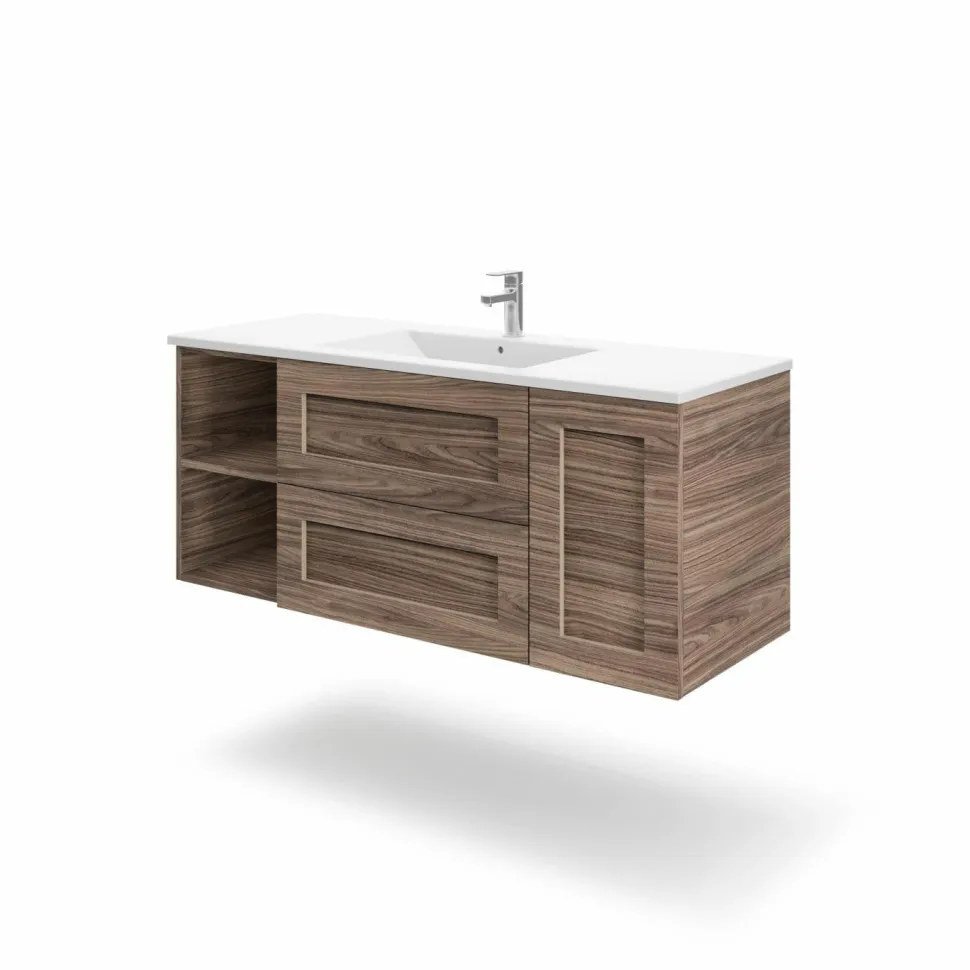 Mueble Suspendido 2 Cajones + Puerta + Estantes Derecha O Izquierda + Encimera Ceramica Center, Compacto, Alta Calidad – Lineal – Urban – Aja