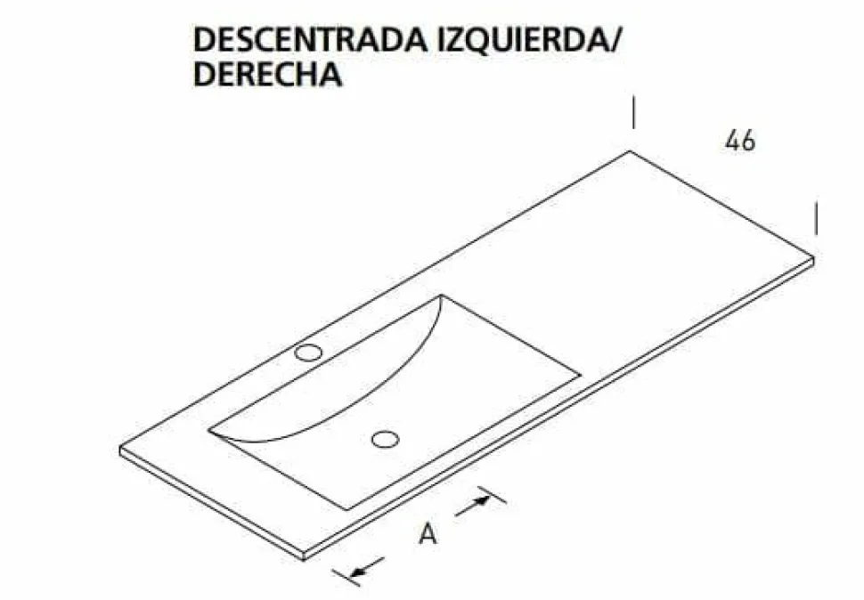 Mueble Suspendido 2 Cajones + Puerta Derecha O Izquierda + Encimera Ceramica Center, Compacto, Alta Calidad – Lineal – Urban – Aja