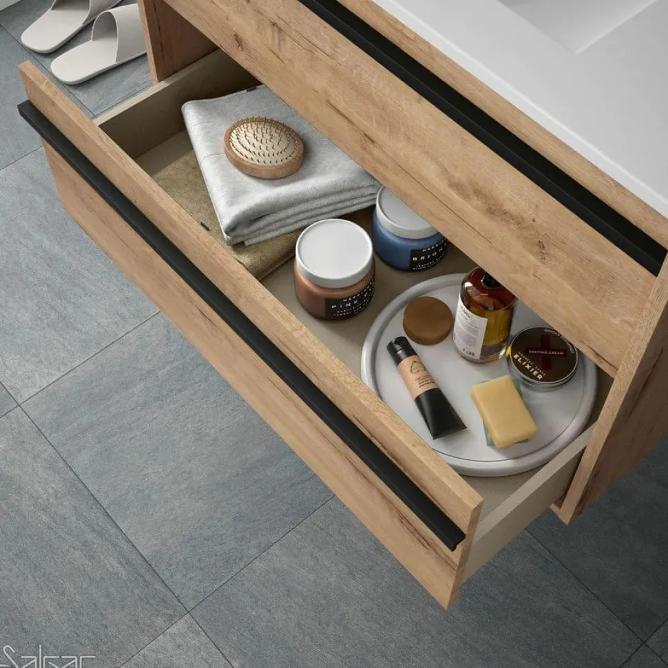 Mueble Suspendido 2 Cajones Y Lavabo De Porcelana – Attila – Salgar