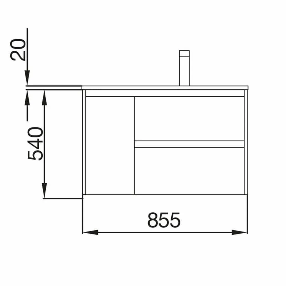 Mueble Suspendido 2 Cajones Y 1 Puerta Con Lavabo 850 Mm Coqueta Izquierda – Noja – Salgar