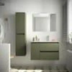 Mueble Suspendido 2 Cajones Y 1 Puerta Con Lavabo 850 Mm Coqueta Izquierda – Noja – Salgar