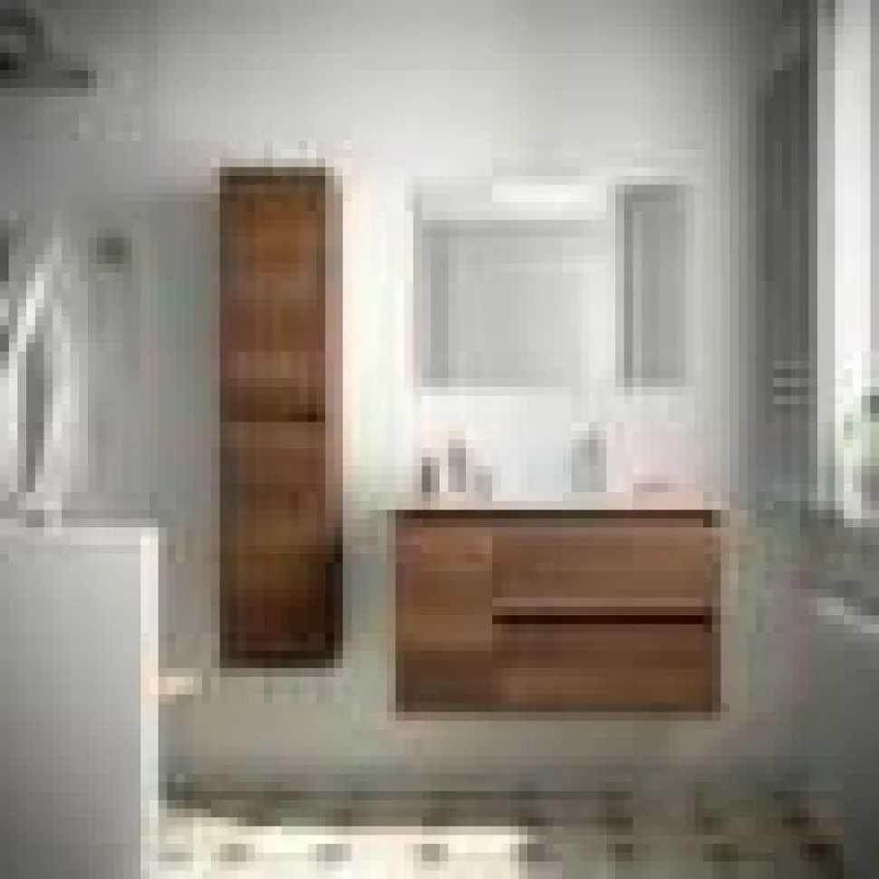 Mueble Suspendido 2 Cajones Y 1 Puerta Con Lavabo 850 Mm Coqueta Izquierda – Noja – Salgar