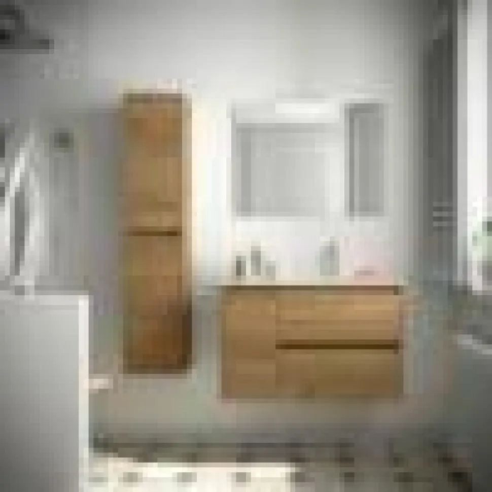 Mueble Suspendido 2 Cajones Y 1 Puerta Con Lavabo 850 Mm Coqueta Izquierda – Noja – Salgar