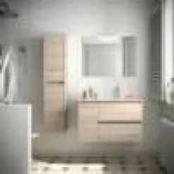Mueble Suspendido 2 Cajones Y 1 Puerta Con Lavabo 850 Mm Coqueta Izquierda – Noja – Salgar